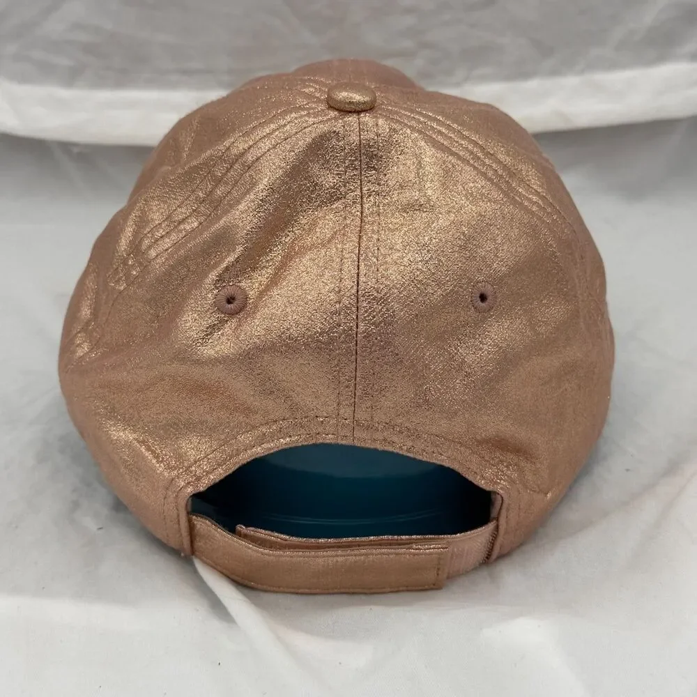 Disney Parks Rose Gold Mickey Hat Metallic Sequin Ears Logo Adjustable Cap Adult